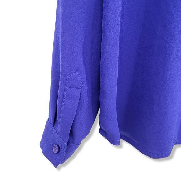 LOFT Ann Taylor Colorblock Chiffon Semi Sheer 1/2 Button Down Blouse Size Small - Picture 8 of 11